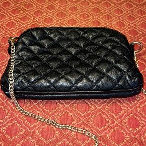 Used genuine, black leather, Italian Crossbody clutch